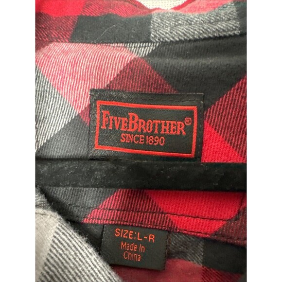 Five‎ Brother Heavy Weight Deluxe Flannel Shirt Red Black Plaid NWT Size Large - Picture 4 of 13